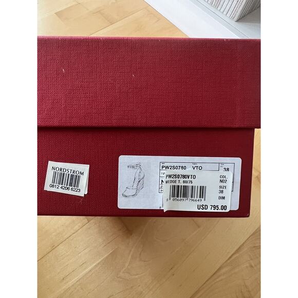 Valentino Garavani Rockstud Double Leather Wedge Espadrilles 38 WORN ONCE - Picture 7 of 7